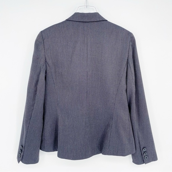 Lafayette 148 New York Gray Blue Pinstripe Wool Blazer Jacket Size 8 Metallic - Picture 7 of 7